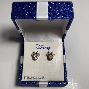 Disney Minnie Mouse 14K Gold Over Sterling Silver Crystal Earrings